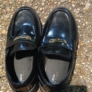 ASOS Black Loafers with Gold Accent
